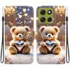 Handmade PU Leather Flip Case for Motorola Moto G86 Anti-Slip Shockproof Cover with Wrist Strap & Heart/Rose Cat Designs