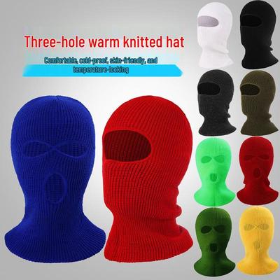 Winterklettern Drei-Loch Woll-Sturmhaube - Vollgesichts-Windschutzmaske für Outdoor-Radfahren