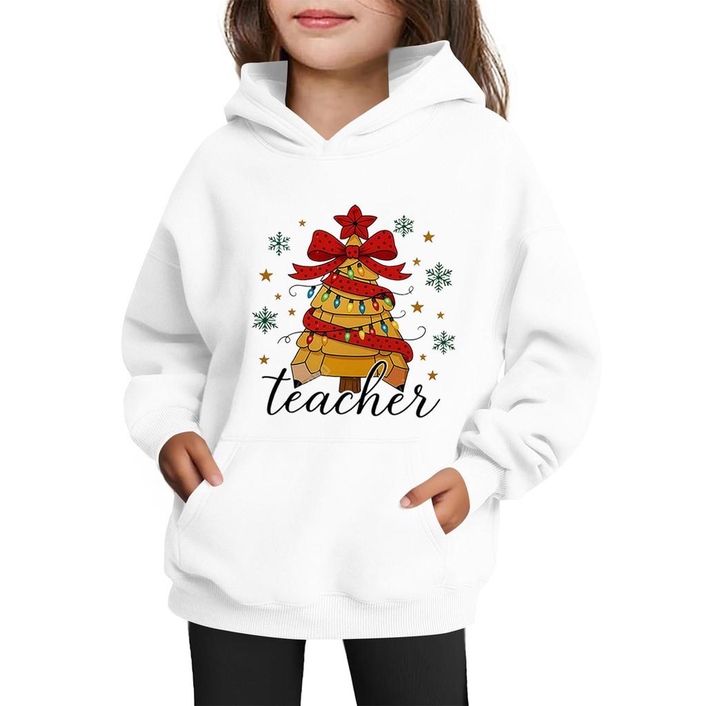Sweatshirts For Teen Girls Hoodies Long Sleeve Drawstring Pullover Cute Printed Oversized Hoodie Christmas
