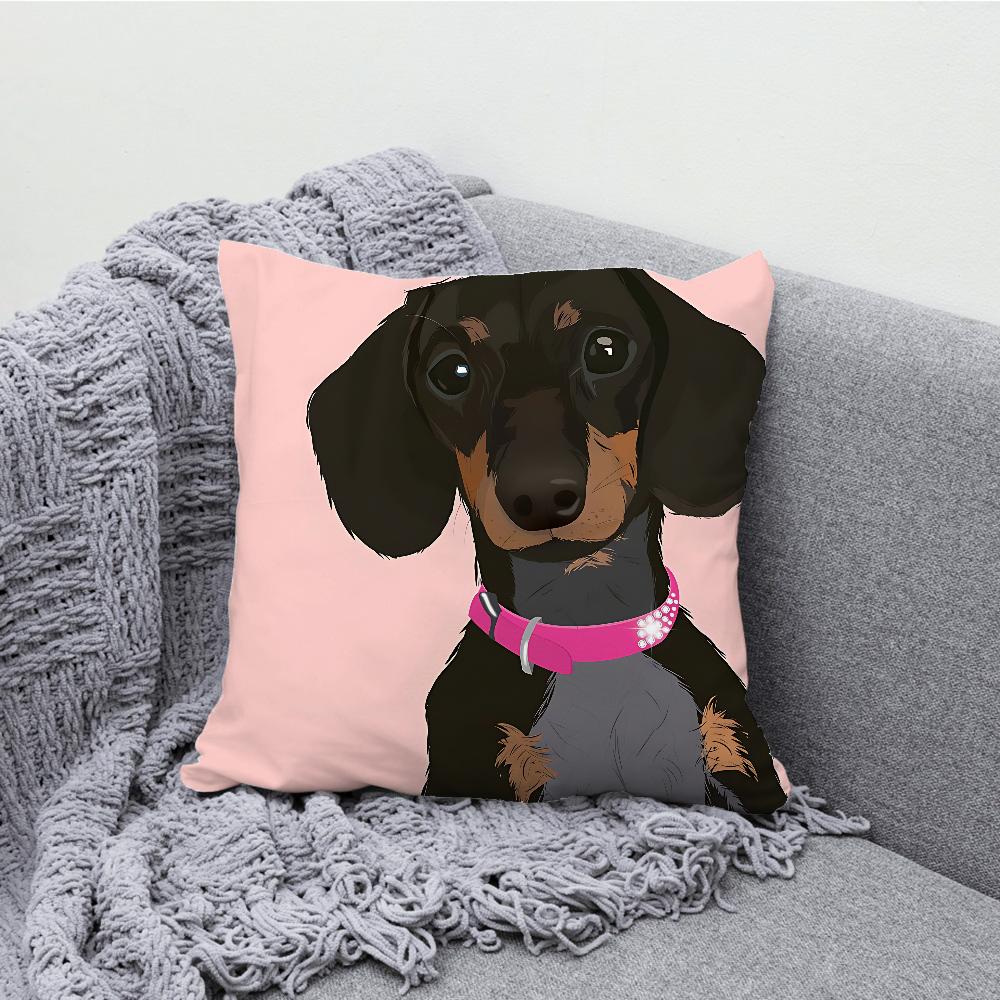 Lovely Dachshund Dog Cartoon Pillow Case Soft Cushion Cases for Farmhouse Sofa Decor Home Decorations and Protector Pillow Case