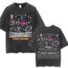Rapper Chris Brown Breezy Bowl XX Tour  Vintage Washed Tshirts Men Women Hip Hop Fashion T Shirts Male Cotton Retro Tshirt