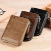 Men's Vintage Oil Wax Leather Zipper Wallet RFID Blocking Short Purse Multi Card Holder Business Casual Coin Pocket Credit Card Wallet for Men