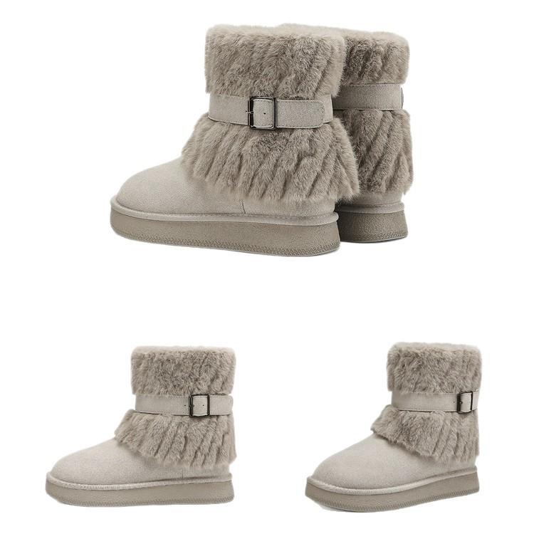 Women's Large Size Soft Sole Winter Warm Non-slip Fur One Snow Boots Padded Lined Ankle Boots Outdoor Sports Cotton Boots