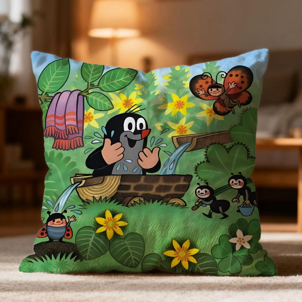 Fashion T-Tthe Little Mole Cushion Cover Soft Washable Pillow Case Multi-Scene For Couch Bed Travel Office Use