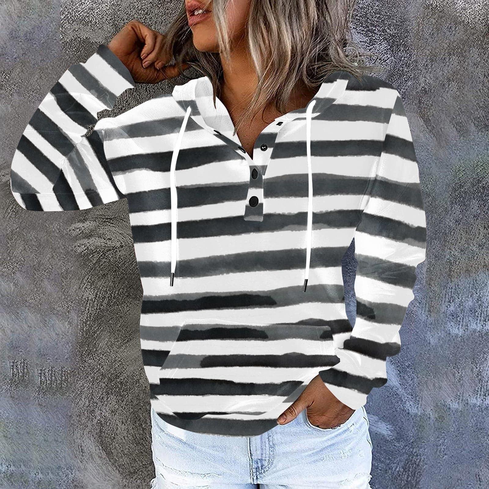 

Женские повседневные толстовки с капюшоном, пуловеры, топы с завязками и длинными рукавами в полоску, свободные толстовки, топы L чёрный