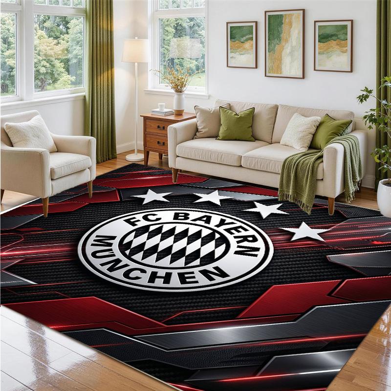 Bayern Munich Design Crystal Velvet Rug Soft Decorative Mat for Bedroom Entrance