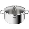 Stockpot - Tefal - Duetto A7054663 - 18/10 Stainless Steel - 24 Cm - Glass Straining Lid