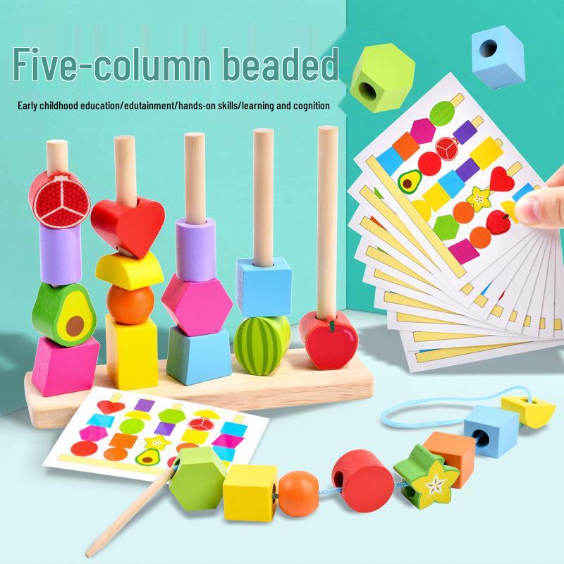 Colorful Wooden Beaded Counting Frame Educational Toy for Toddlers
