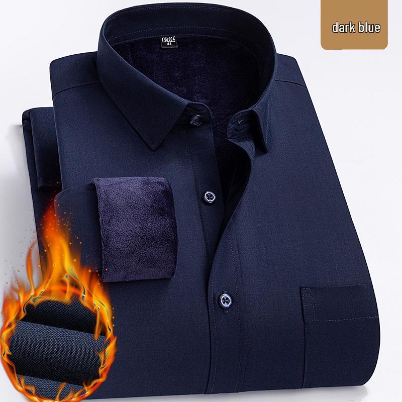 

Men s Fleece-Lined Striped & Checkered Business Casual Warm Shirt for Middle-Aged & Elderly 40 (65-70 kg)