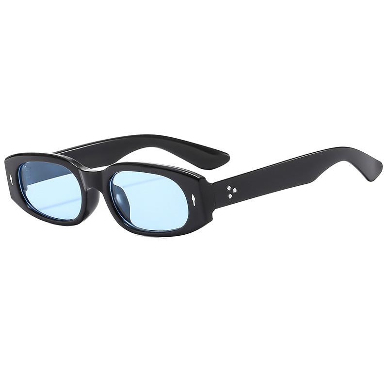 

None Fashionable Square Eyewear With Uv400 Coating For Party And Casual Use BlackFrameBlueLens
