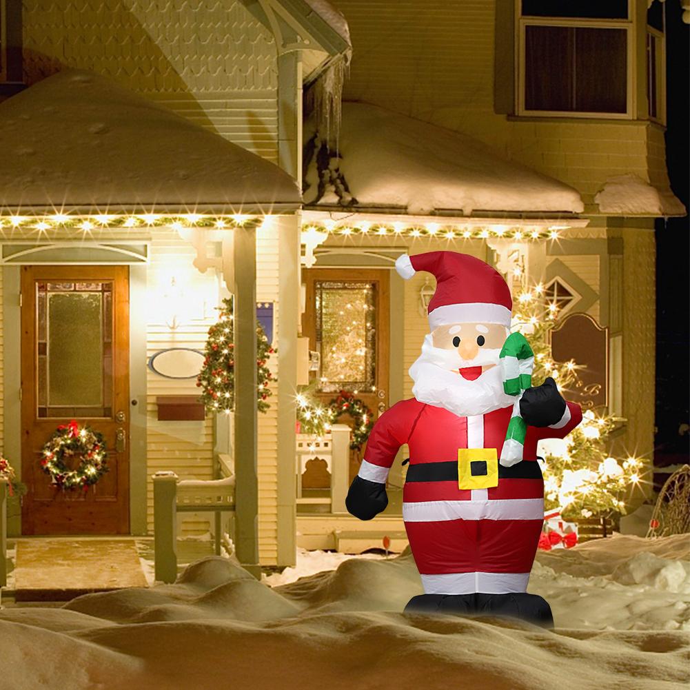 LED Inflatable Cute Air Blown Up Toy Illuminated Santa Claus Ornament Lighted Giant Model Ornament for Xmas Garden Party Decor