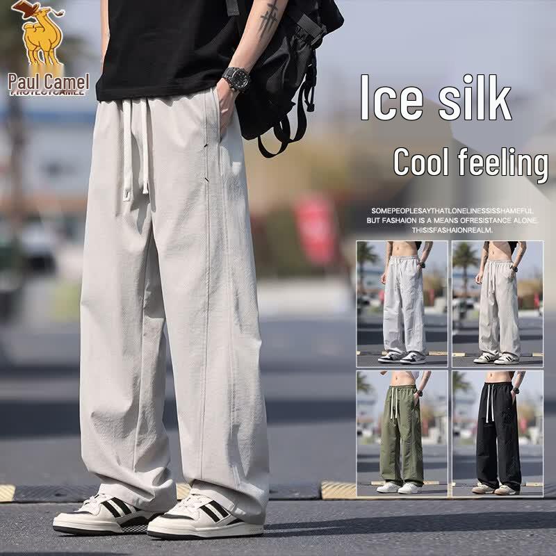 Paul Camel Men's Summer Loose Fit Straight-Leg Casual Pants