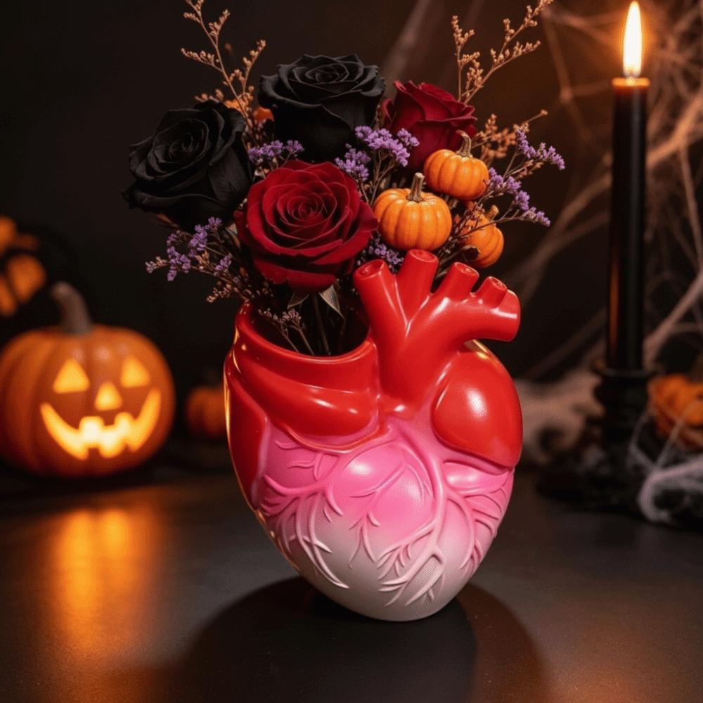 Gothic Style Resin Vase Heart-shaped Flower Pot Heart-shaped Vase Halloween Gift