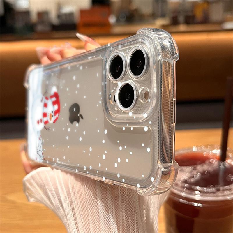 Hülle für iPhone 16 15 14 13 12 11 Pro Max 7 8 15 14 Plus X XR XS Max Weihnachtsmann Elch Schneemann Weihnachten Klar Silikon Weiche Hülle