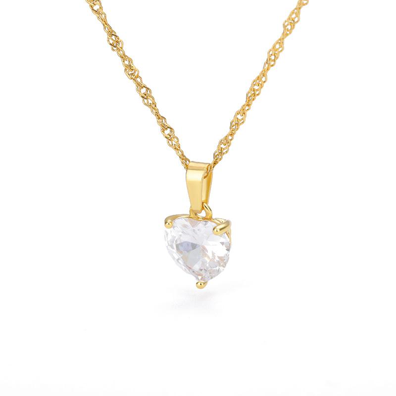 Heart Necklaces For Women Stainless Steel Gold Plated Chain Zircon Heart Pendant Choker Necklace Wedding Boho Jewelry Gift Femme