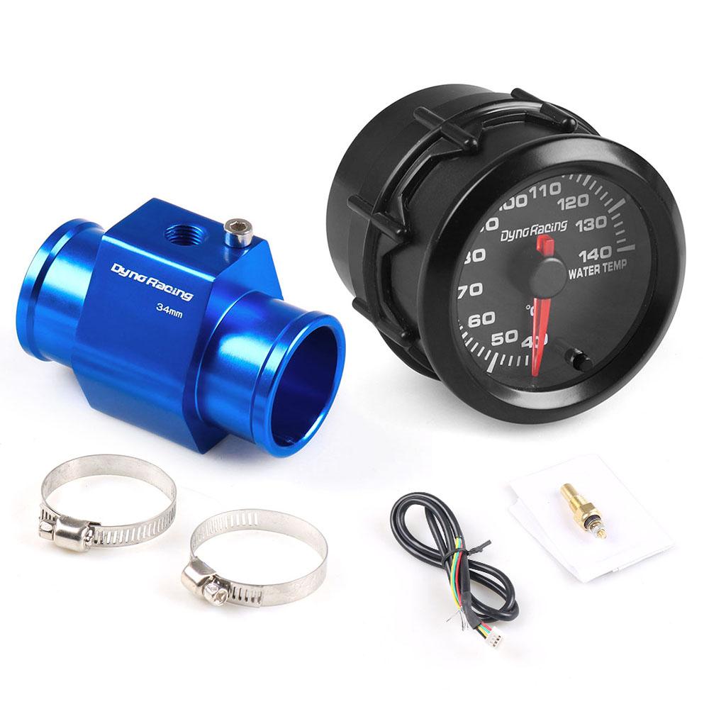 Dynoracing 2'' 52MM Car 7 Colors Led Water Temperature Gauge 40-140 Celsius High Speed With Water Temp Joint Pipe Sensor Adapter