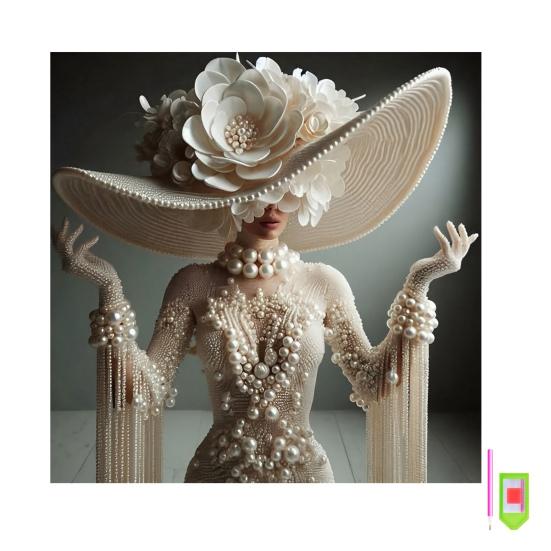 Zestaw do malowania perłami DIY dla dorosłych początkujących Eleganckie wzory dam Perłowy zestaw rzemieślniczy Sztuczne perły Wstępnie zadrukowane płótno Rama w zestawie do dekoracji domu