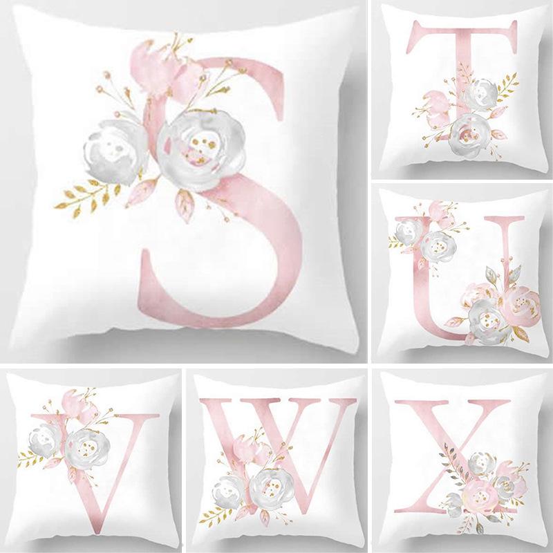 Ins Nordic Pillowcase Design Pink Letter Cushion Pillowcase Car Sofa Waist Design Home Furnishing