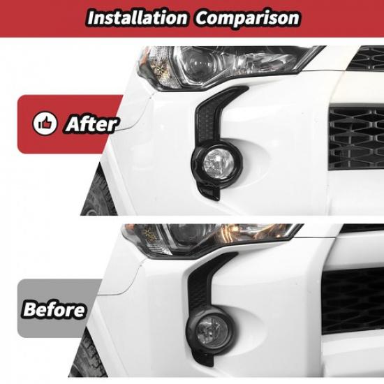 2xCar Fog Light Lamp Decor Cover Trim For 4Runner SR5/ TRD Pro 2014+ Gloss Black