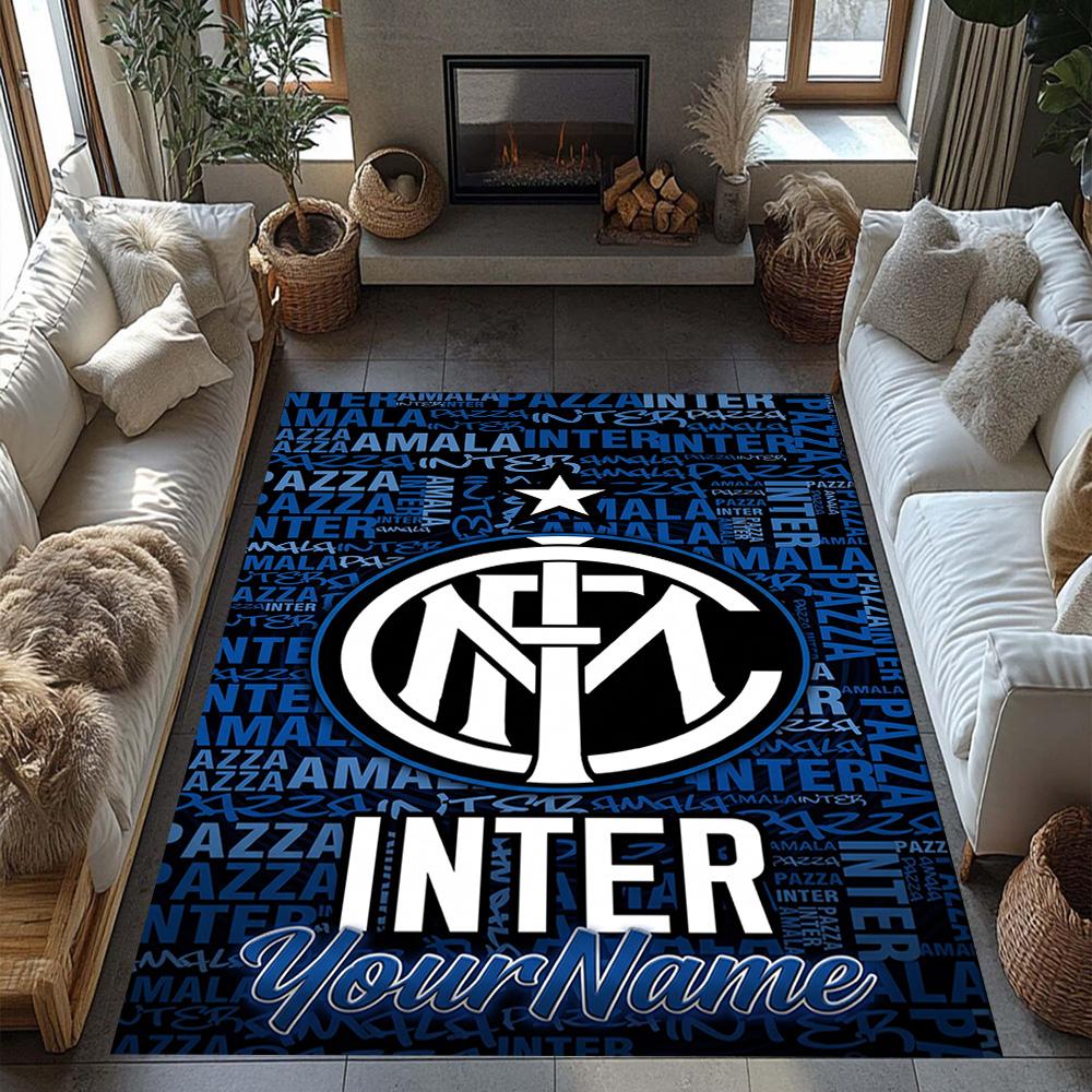 Inter Milan Customized Name Area Rug Design for Entryway Hallway Bedrooms Study room Anti-slip Rug Office home decor Perfect Gift for Women/Men