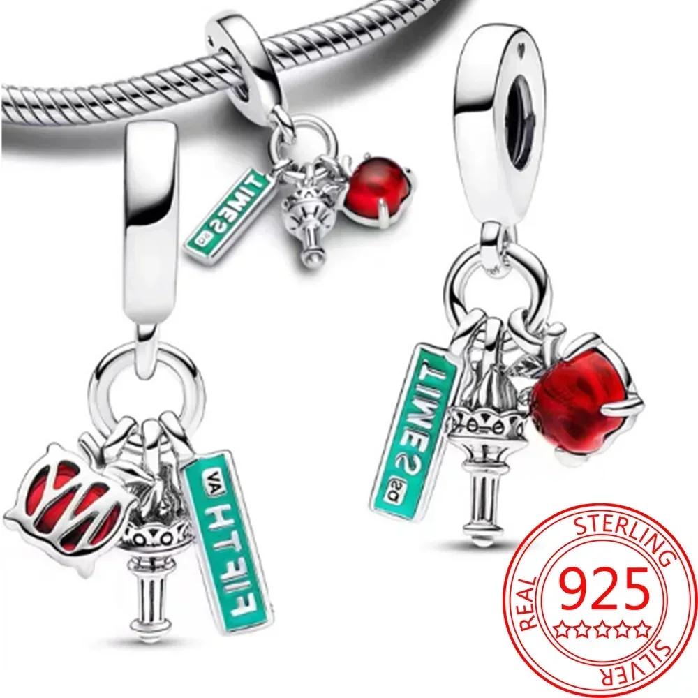 Colorful Full Diamond Charms Metal Love Blooming Rose Round Beads Pendant Fit Original Bracelets Necklace Accessory Elegant Fashion Beautiful Lovely