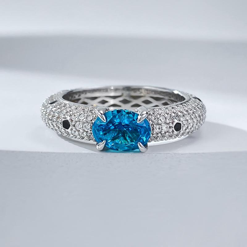 

925 Silver Paraiba Ice Flower Diamond Ring for Women Size 9