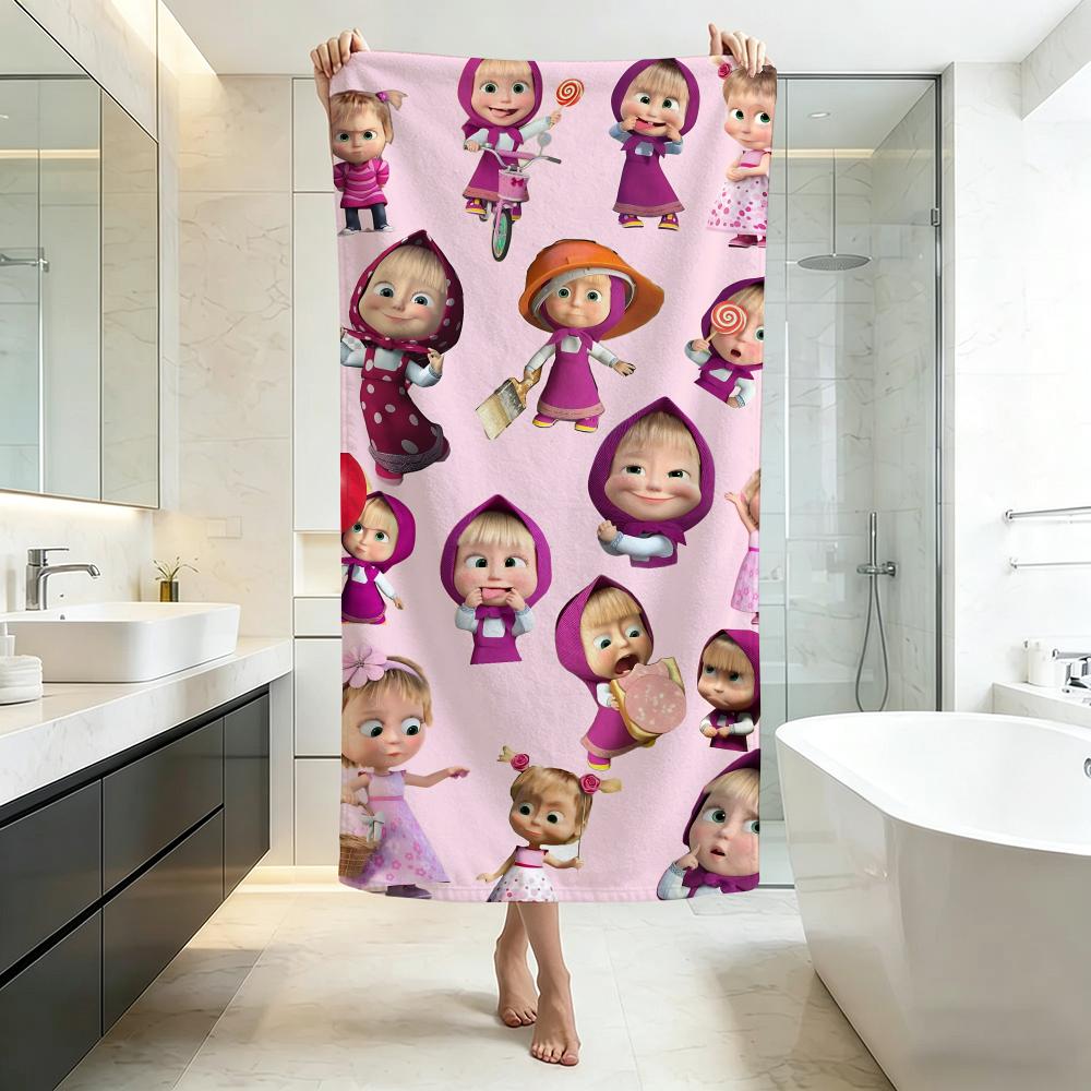 Cute M-Masha and the BearS Towel Five-Star Hotel Quality Eco-Friendly Ultra Soft Thick Towels & Beach Towels