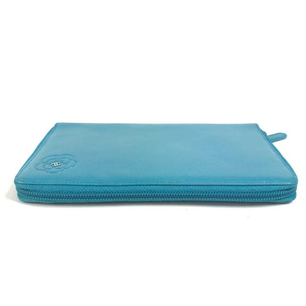 CHANEL Camellia CC CC Mark Zip Around Long Wallet Long Wallet Leather blue