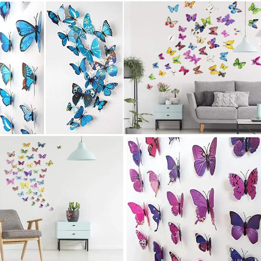24/48pcs Butterfly Magnetic Refrigerator Sticker Simulation Wall House Living Room Kitchen Decoration DIY Magnet Supplies XJM