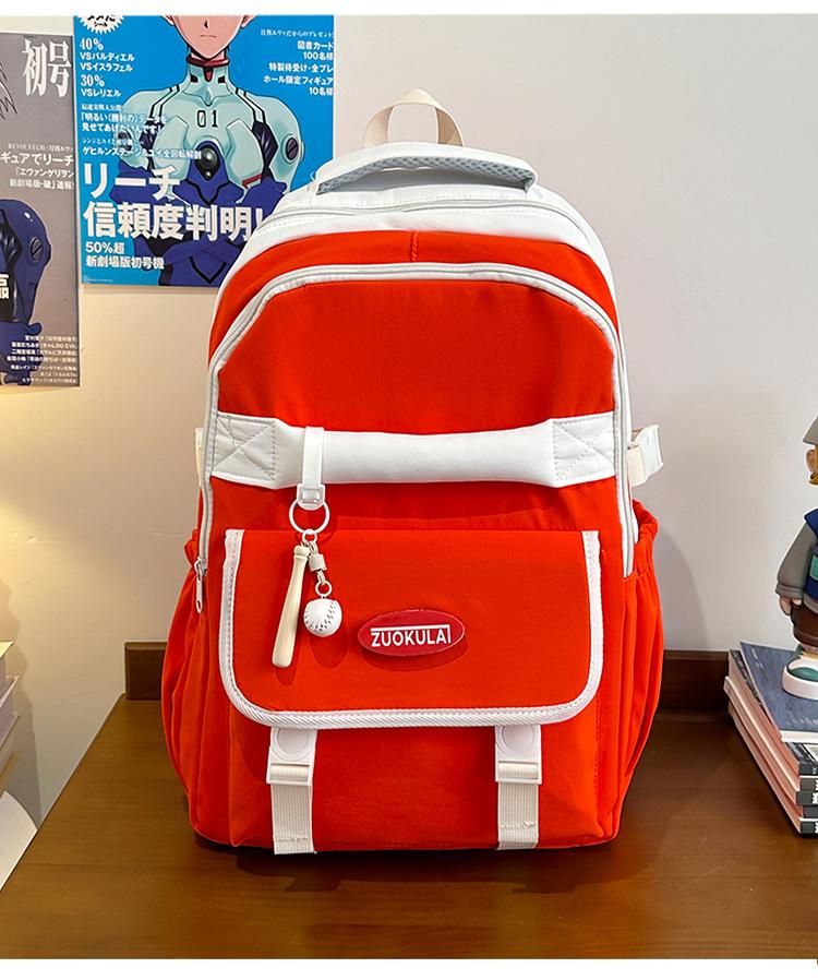 School bag 2025 new large-capacity multi-compartment Korean version color matching, junior high school student school bag versatile leisure