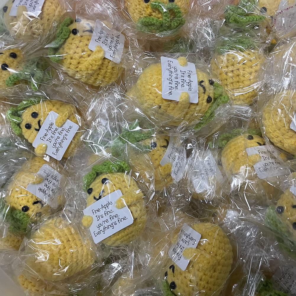 New Handmade Knitting Panda Doll With Card Ornament Home Decoration Mini Funny Positive Potatoes Room Decor Christams Gifts