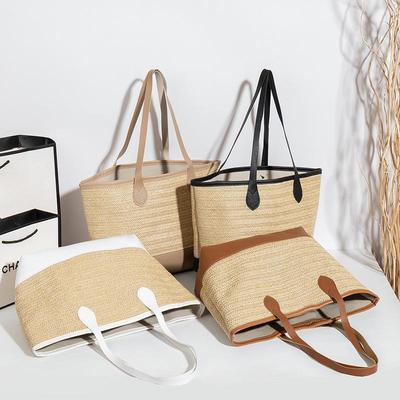 Grand sac fourre-tout en paille tissée pour femme 2022 – Sac de plage simple et polyvalent, à bandoulière ou à main