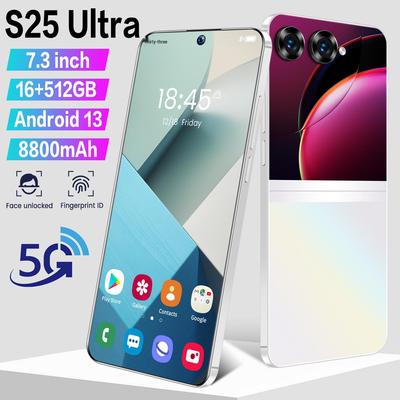 S25 Ultra+ 16+512GB Android Smartphone, 7.3-inch Large Screen