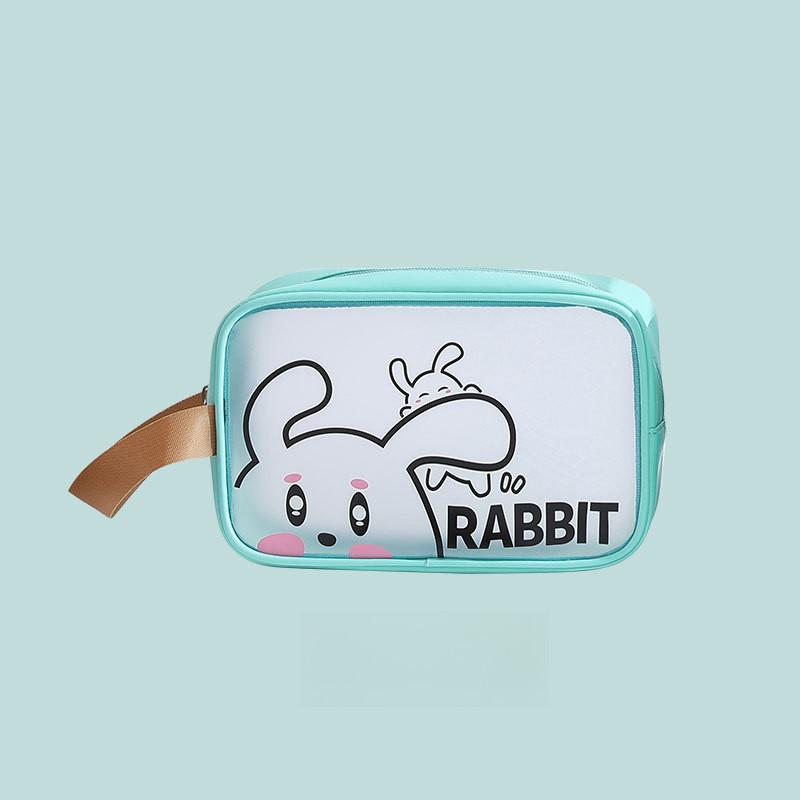 

Cosmetic Cartoon Transparent Bag Portable Wash Bag Waterproof Storage Travel Blue Small