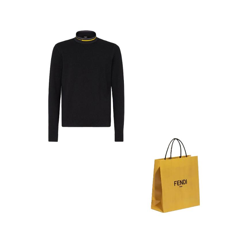 FENDI Sweaters Men`s Black Turtleneck Moderate