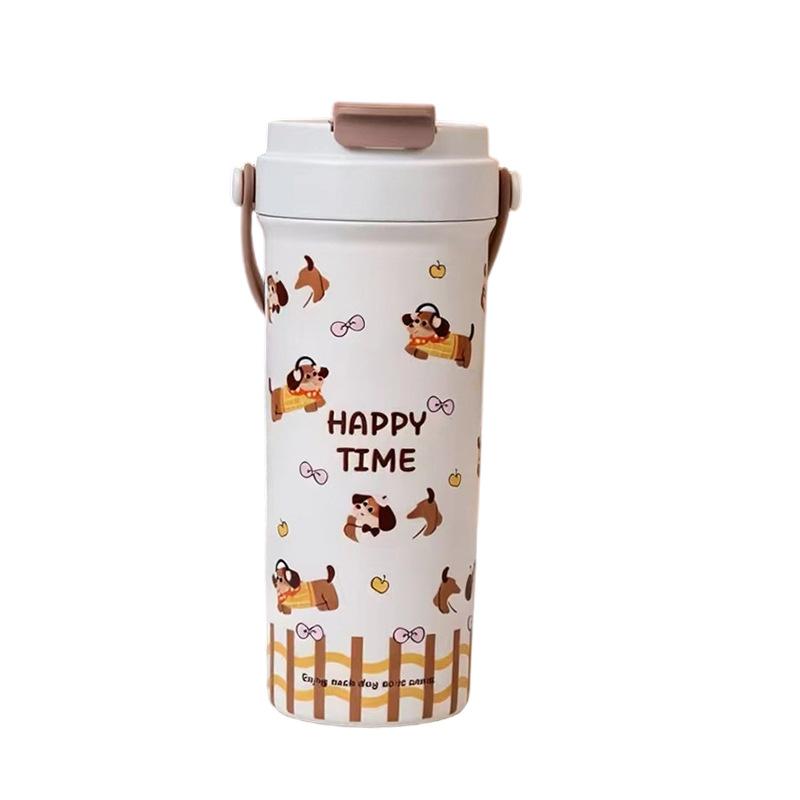 Water Bottle Sweet Cute Thing Portable Double Drink Coffee Thermos Cup Cute Style Sub Polka Dot Household Water Cup