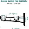2PCS Curtain Rod Brackets Double Bracket Curtain Rod Hangers Wall Bracket Hook Aluminum Alloy Curtain Rod Hangers New