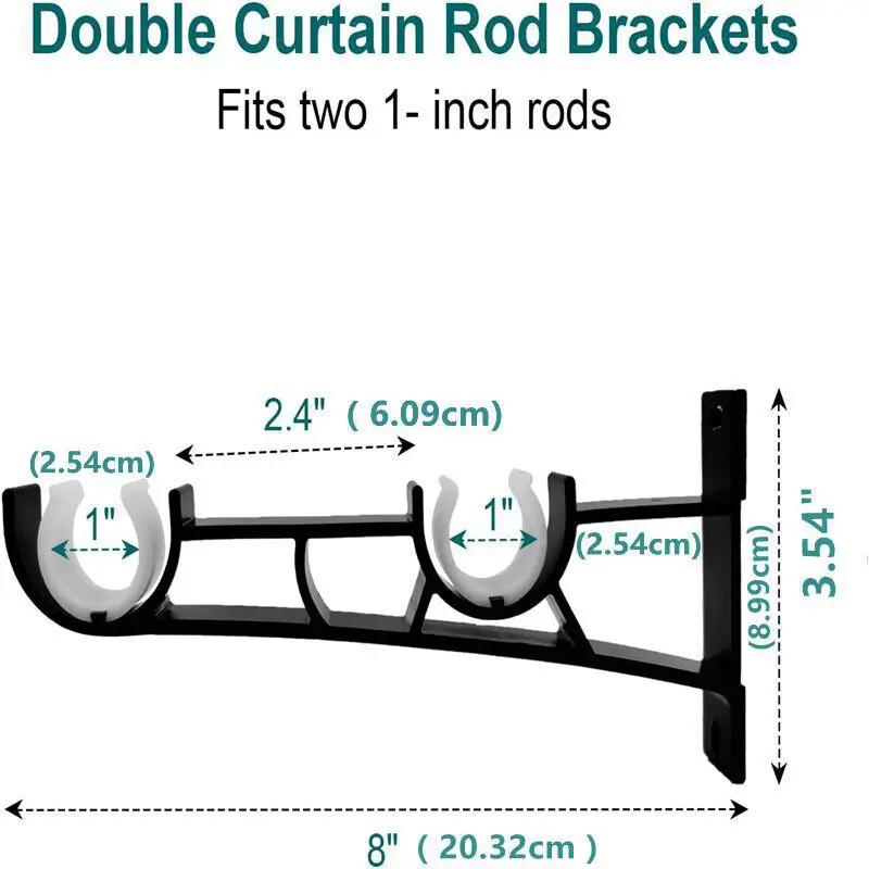 2PCS Curtain Rod Brackets Double Bracket Curtain Rod Hangers Wall Bracket Hook Aluminum Alloy Curtain Rod Hangers New