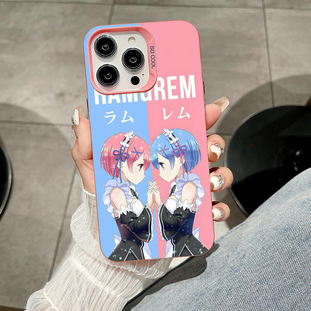 ReZero Rem Ram Pink Translucent Mobile Phone Case for iPhone 17 16 15 14 13 12 11 X XR XS Air Pro Max Plus Colorful Cover