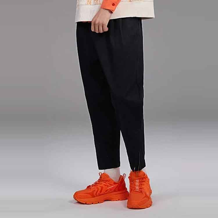 Li Ning SS22 Solid Color Loose Straight Pants Men Bottoms Black AKXS115-1
