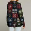 Women's Fashion Long Sleeve Christmas Print V-Neck Button Loose Cardigan Top