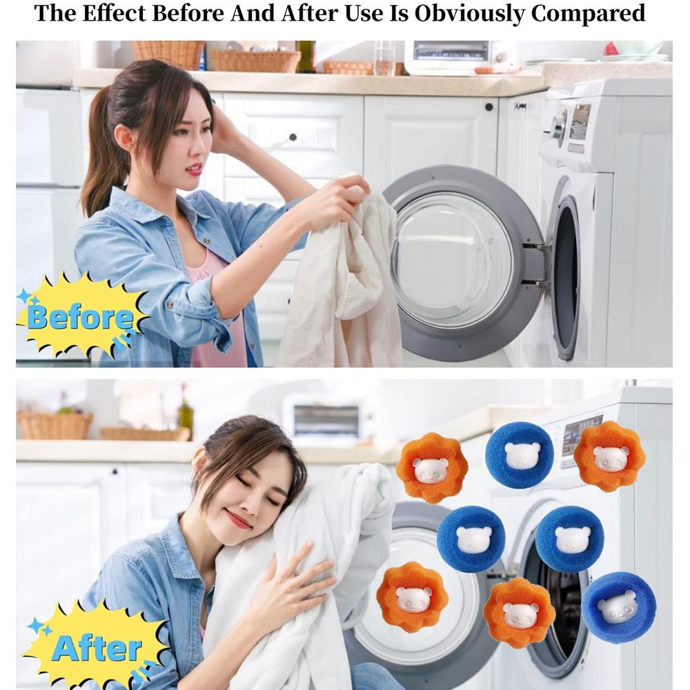 8 ks odstraňovač chloupků pro lapač vlasů v pračce(Modrá, oranžová)