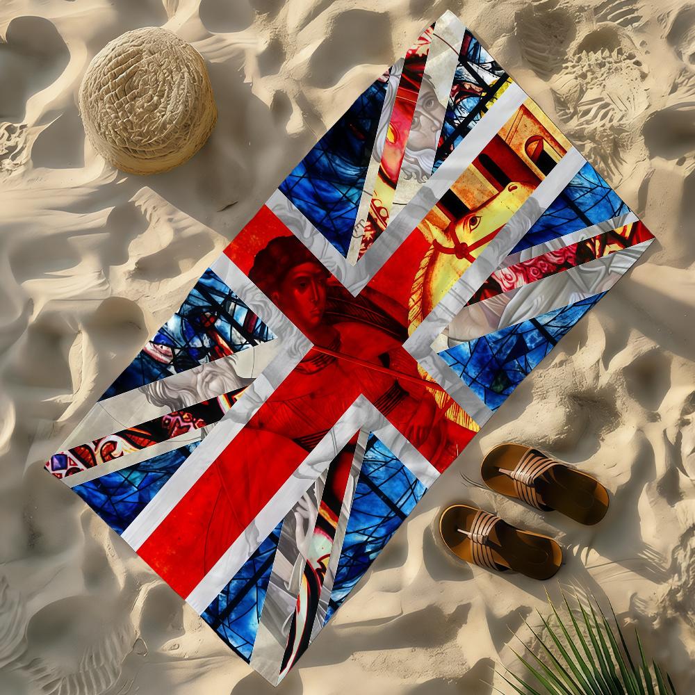 Art UK England Flagge Handtuch Weich Leicht Anti-Sand Großes Strandtuch Schnelltrocknend Bad Sport Familie W30*H60(CM)