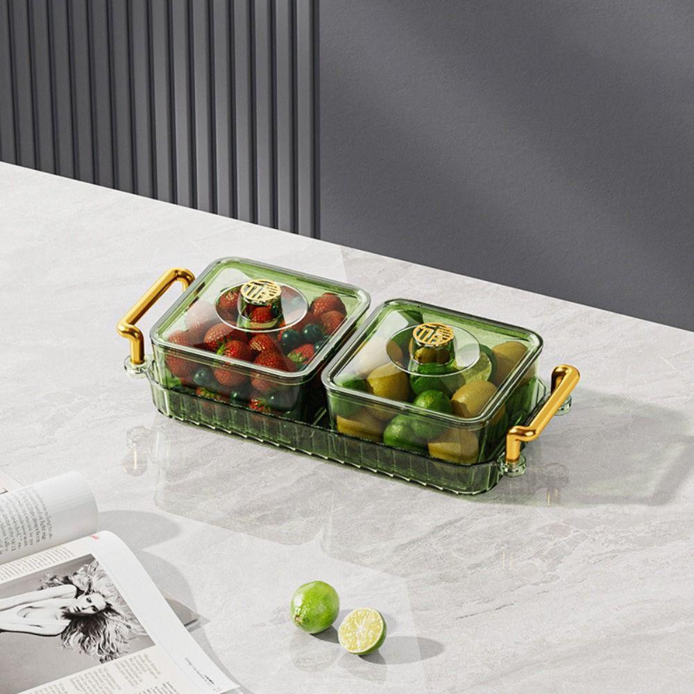 Waterproof Divided Serving Dishes Translucent Fruit Storage Tray Plastic Dried Fruit Plate Bedroom