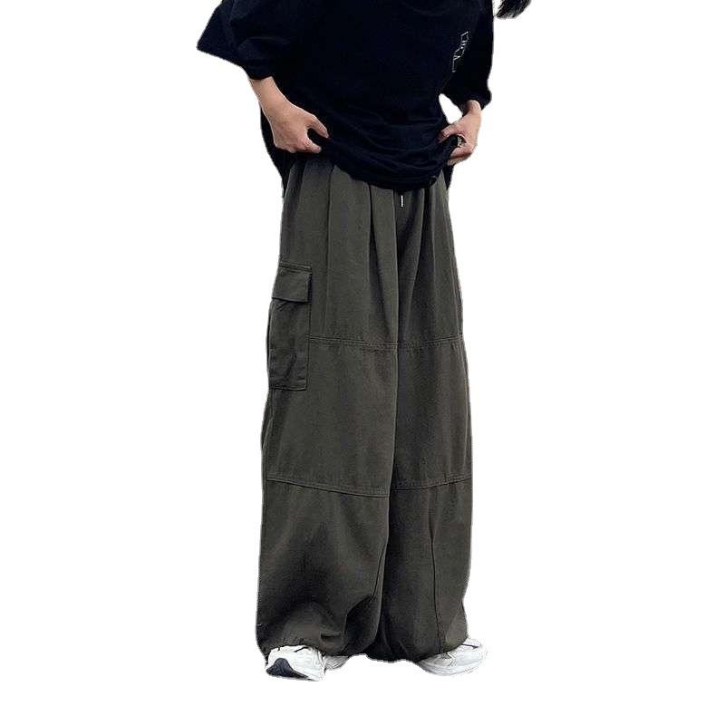 Street Overalls Pants Men's Japanese High Street Harajuku Straight Loose Trend Hong Kong Style Retro Wide-leg Pants