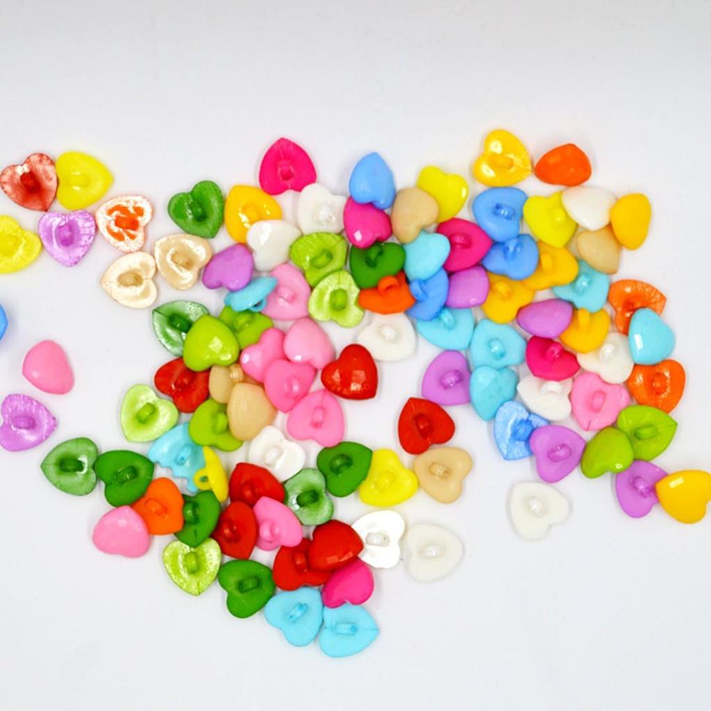 200 PCS Nylon Cute Peach Heart Shape Children Sweater Buttons for Sewing Fasteners Scrapbooking DIY