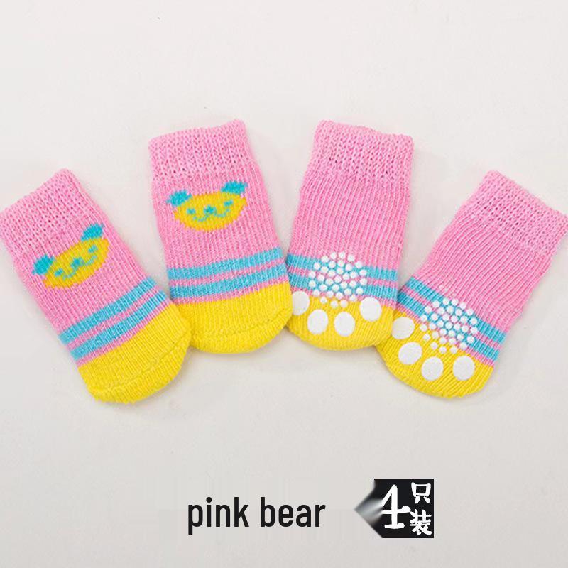 Four Seasons High-Quality Non-Slip Pet Socks for Small Dogs - Cotton Foot Covers for Teddy Dogs