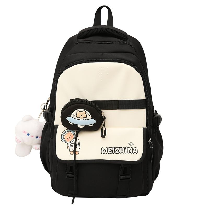 Autumn and Winter New High-Value Fresh Color-Block Letter Casual Backpack for Female Primary and Secondary School Students