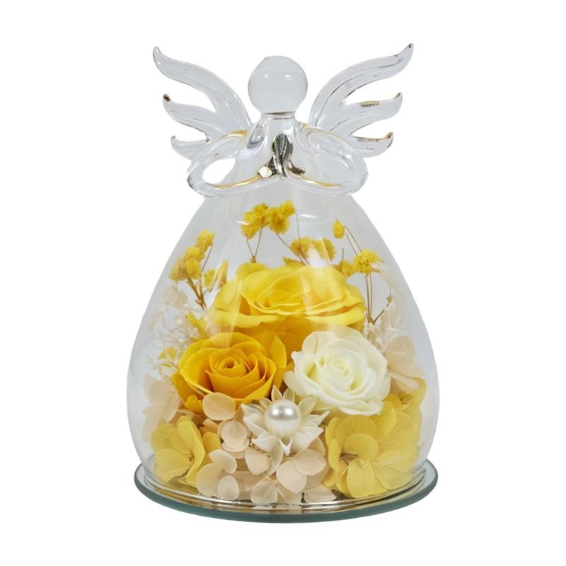 Eternal Flower Rose Gift Box Little Angel Christmas Eternal Flower Glass Cover Valentine's Day Gift