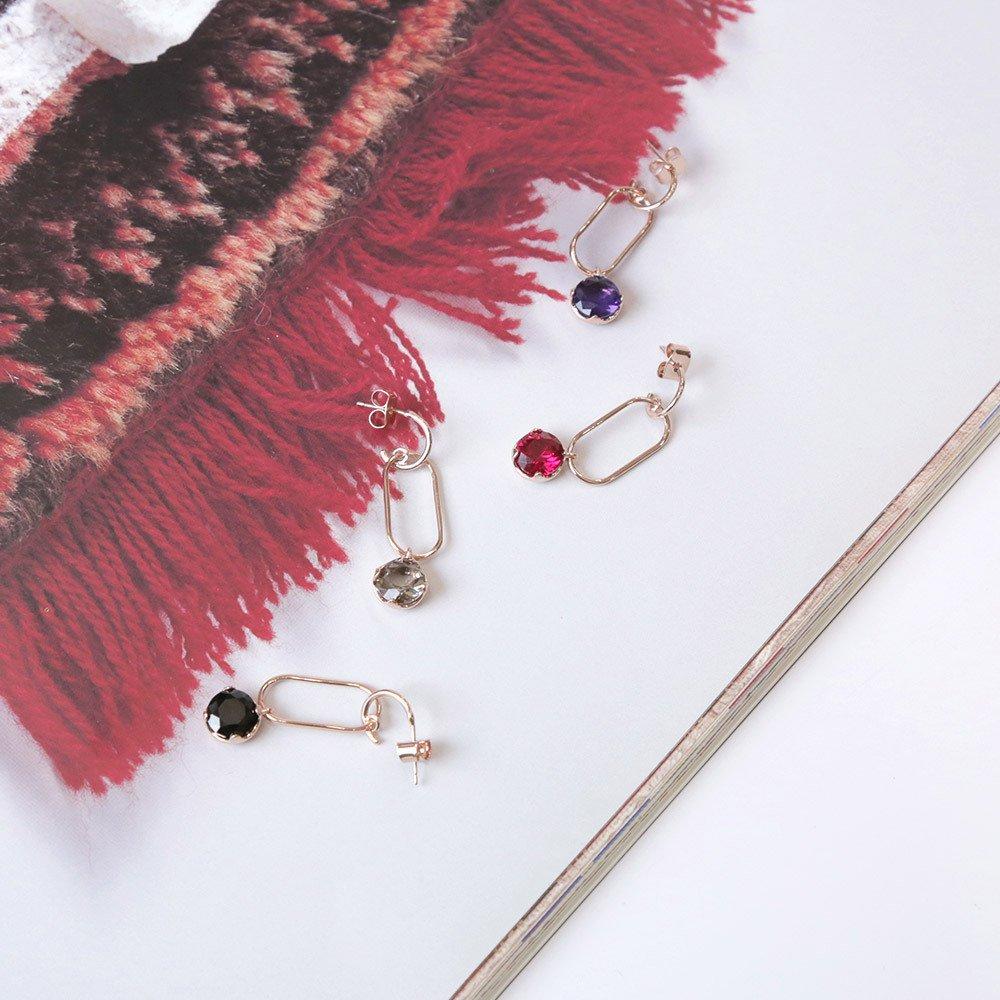 [Dieuamour] 14K Rose Gold Half Ring Earrings, Luxurious Earrings